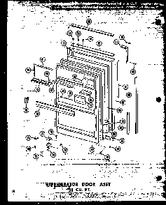 Refrigerator Door Assy 23 Cu. Ft. Diagram and Parts List for T16W-P60303-53W  Amana Refrigerator