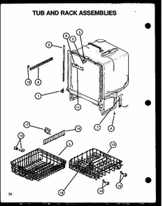 Tub And Rack Assemblies Diagram and Parts List for GAX100L P1139727NL Amana Dishwasher