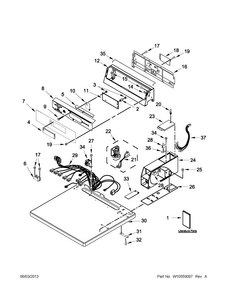 Top And Console Parts Diagram and Parts List for MDG18PDAGW0  Maytag Dryer