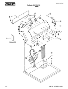 Top And Console Parts Diagram and Parts List for CGD147HXW0  Crosley Dryer
