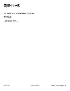 Cover Sheet Diagram and Parts List for JED3430GB00  Jenn-Air Cooktop
