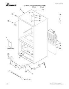 Cabinet Parts Diagram and Parts List for ABB2221WEW1  Amana Refrigerator