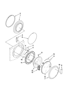 Door And Latch Parts Diagram and Parts List for MHWZ400TQ03  Maytag Washer