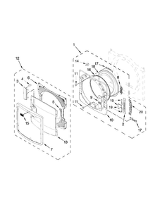 Door Parts Diagram and Parts List for MED7000XR1  Maytag Dryer