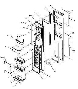 Freezer Door Diagram and Parts List for SXD25AL-P1162436WL  Amana Refrigerator