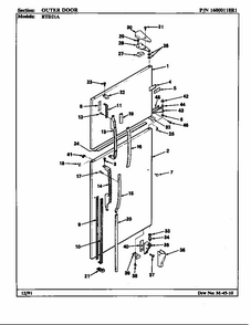 Outer Door Diagram and Parts List for RTD21A-AH71F  Maytag Refrigerator