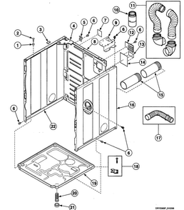 Cabinet Assy Diagram and Parts List for SDEC07WJ  Speed Queen Dryer