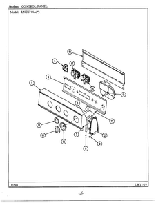 Control Panel Diagram and Parts List for 6744B  Norge Washer