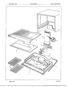 Freezer Compartment Diagram and Parts List for 14070B-0  Admiral Refrigerator