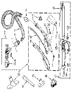 Hose And Attachment Diagram and Parts List for 1162245091  Kenmore Canister Vacuum
