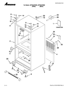 Cabinet Parts Diagram and Parts List for AFF2534FEW5  Amana Refrigerator