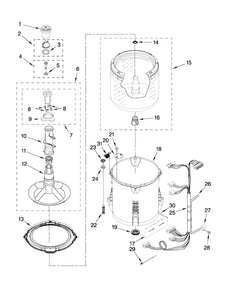 Basket And Tub Parts Diagram and Parts List for MVWC300XW1  Maytag Washer