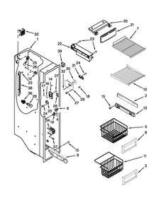Freezer Liner Parts Diagram and Parts List for JCD2395WES01  Jenn-Air Refrigerator