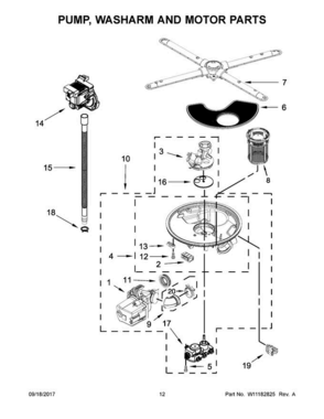 07 - Pump, Washarm And Motor Parts Diagram and Parts List for JDB9800CWP3  Jenn-Air Dishwasher