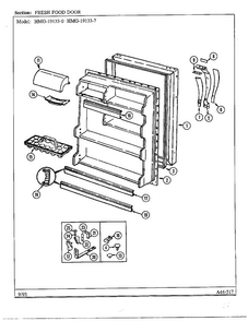 Fresh Food Door Diagram and Parts List for 19133-0A  Admiral Refrigerator