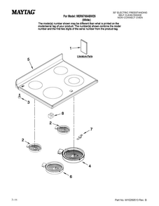 Cooktop Parts Diagram and Parts List for MER6755ABW25  Maytag Range