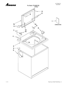 Top And Cabinet Parts Diagram and Parts List for NTW4800XQ0  Amana Washer