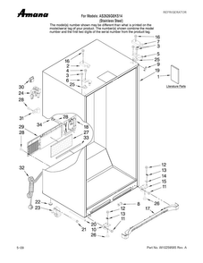 Cabinet Parts Diagram and Parts List for AS2626GEKS14  Amana Refrigerator
