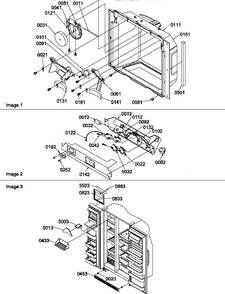 Ice & Water Cavity, Electronic Bracket, & Toe Grille Diagram and Parts List for SPD25TL-P1303505WL  Amana Refrigerator