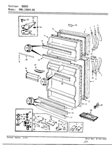 Doors Diagram and Parts List for 19804-0A  Admiral Refrigerator