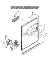 Door And Latch Parts Diagram and Parts List for ADB3500AWS1  Amana Dishwasher