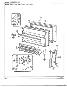 Freezer Door Diagram and Parts List for 211740  Admiral Refrigerator
