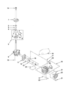 Brake, Clutch, Gearcase, Motor And Pump Parts Diagram and Parts List for 7MMPM0320WQ0  Maytag Washer