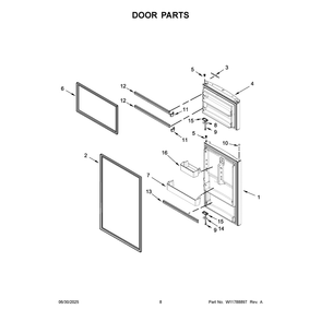 Door Parts Diagram and Parts List for ARTX3028PB01  Amana Refrigerator