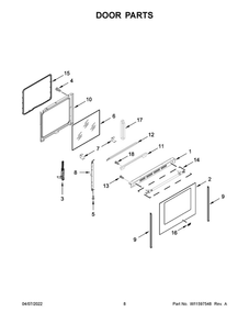 Door Parts Diagram and Parts List for YMER8800FW6  Maytag Range