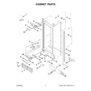 Cabinet Parts Diagram and Parts List for JBRFL24IGX20  Jenn-Air Refrigerator