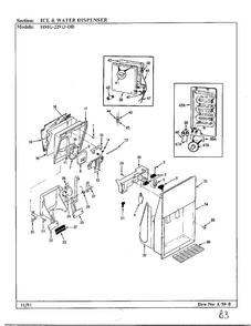 Ice And Water Dispenser Diagram and Parts List for HMG-22912-0C  Admiral Refrigerator