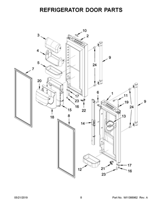 Refrigerator Door Parts Diagram and Parts List for MFI2269FRZ04  Maytag Refrigerator