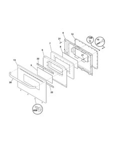 Door Diagram and Parts List for CRG3120PWA  Crosley Range