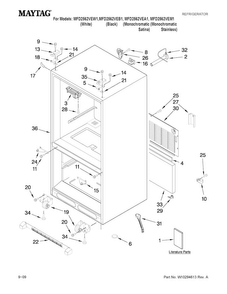 Cabinet Parts Diagram and Parts List for MFD2562VEW1  Maytag Refrigerator