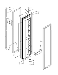 Freezer Door Parts Diagram and Parts List for JS48PPDUDB13  Jenn-Air Refrigerator