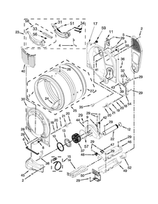 Bulkhead Parts Diagram and Parts List for MED6000XW2  Maytag Dryer