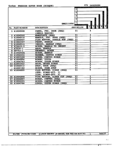 Freezer Outer Door Page 2 Diagram and Parts List for HMG211496  Admiral Refrigerator