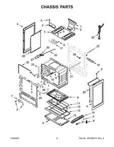 Chassis Parts Diagram and Parts List for AGR6603SFW4  Amana Range