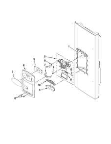 Dispenser Front Parts Diagram and Parts List for MFI2269VEB5  Maytag Refrigerator