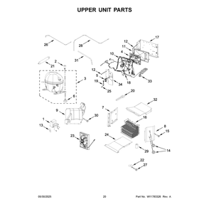 Upper Unit Parts Diagram and Parts List for JBSFS42NMX25  Jenn-Air Refrigerator