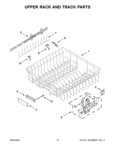 Upper Rack And Track Parts Diagram and Parts List for JDPSS246LM1  Maytag Dishwasher