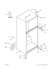 Cabinet Parts Diagram and Parts List for A8TXNGFXW02  Amana Refrigerator