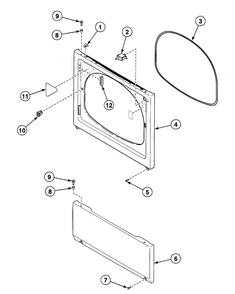 Front Panel Diagram and Parts List for SDGF09QJ  Speed Queen Dryer