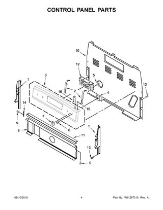 Control Panel Parts Diagram and Parts List for YACR4303MFW3  Maytag Range