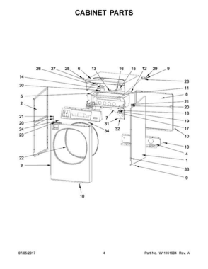 03 - Cabinet Parts Diagram and Parts List for MXR30PDAAS  Maytag Washer