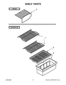 Shelf Parts Diagram and Parts List for ART104TFDW03  Amana Refrigerator