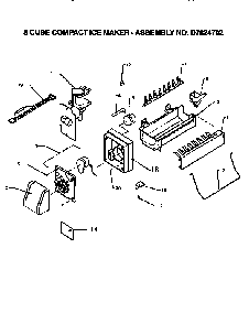 8 Cube Compact Ice Maker Diagram and Parts List for TX21R2-P1157609W  Amana Refrigerator