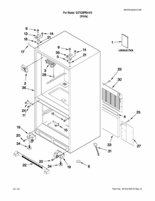 Cabinet Parts Diagram and Parts List for G37025PEAW3  Maytag Refrigerator