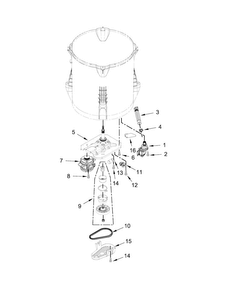 Gearcase, Motor And Pump Parts Diagram and Parts List for MVWC555DW1  Maytag Washer