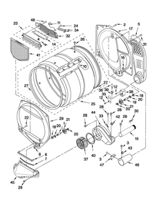 Bulkhead Parts Diagram and Parts List for MGDC700VJ0  Maytag Dryer
